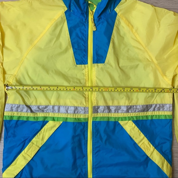 Retro Spring Windbreaker Jacket Current Seen Bright Yellow + Blue - Picture 3 of 10